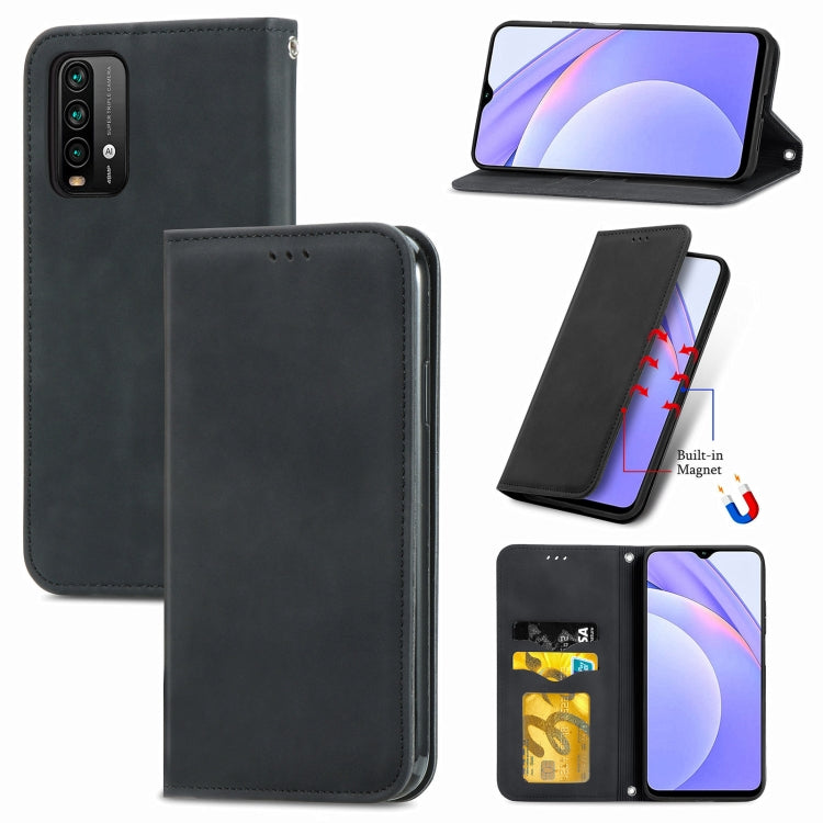 For Xiaomi Redmi Note 9 4G Retro Skin Feel Business Magnetic Horizontal Flip Leather Case with Holder & Card Slots & Wallet & Photo Frame