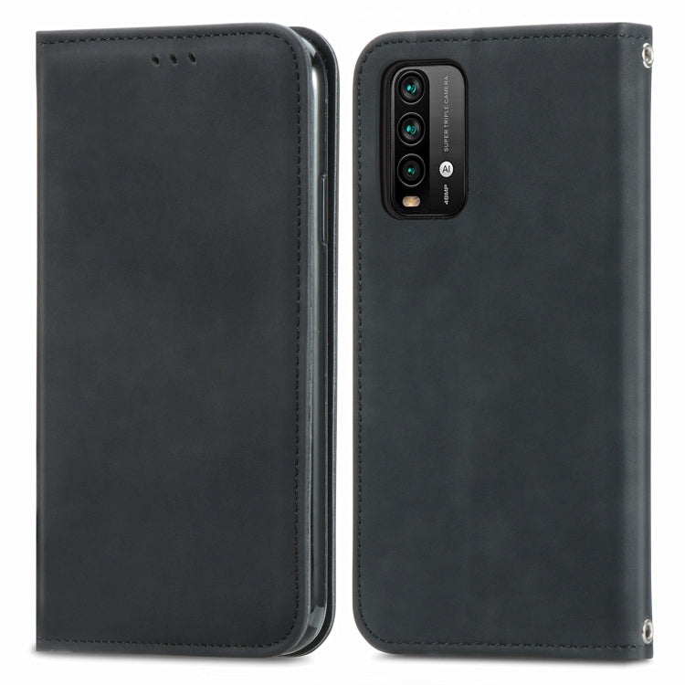 For Xiaomi Redmi Note 9 4G Retro Skin Feel Business Magnetic Horizontal Flip Leather Case with Holder & Card Slots & Wallet & Photo Frame