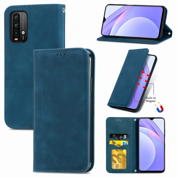 For Xiaomi Redmi Note 9 4G Retro Skin Feel Business Magnetic Horizontal Flip Leather Case with Holder & Card Slots & Wallet & Photo Frame