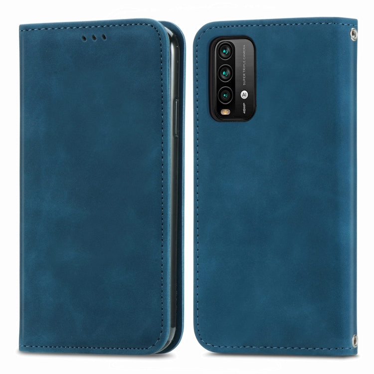 For Xiaomi Redmi Note 9 4G Retro Skin Feel Business Magnetic Horizontal Flip Leather Case with Holder & Card Slots & Wallet & Photo Frame