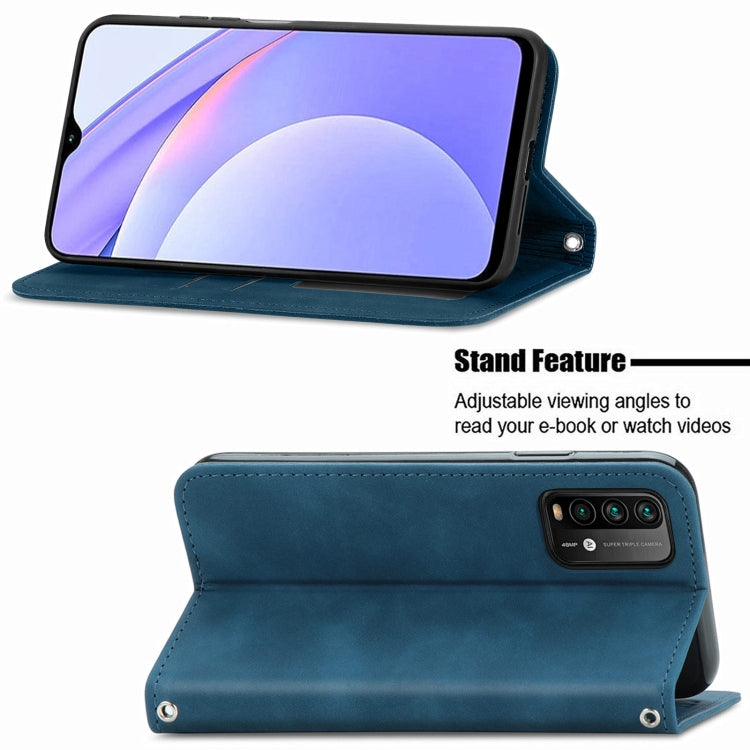 For Xiaomi Redmi Note 9 4G Retro Skin Feel Business Magnetic Horizontal Flip Leather Case with Holder & Card Slots & Wallet & Photo Frame