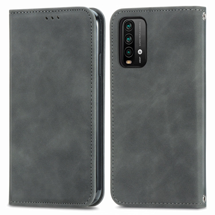 For Xiaomi Redmi Note 9 4G Retro Skin Feel Business Magnetic Horizontal Flip Leather Case with Holder & Card Slots & Wallet & Photo Frame