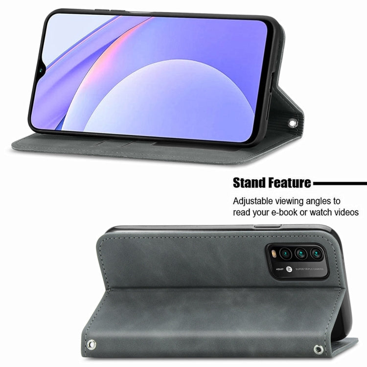 For Xiaomi Redmi Note 9 4G Retro Skin Feel Business Magnetic Horizontal Flip Leather Case with Holder & Card Slots & Wallet & Photo Frame