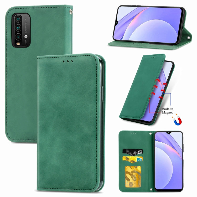For Xiaomi Redmi Note 9 4G Retro Skin Feel Business Magnetic Horizontal Flip Leather Case with Holder & Card Slots & Wallet & Photo Frame