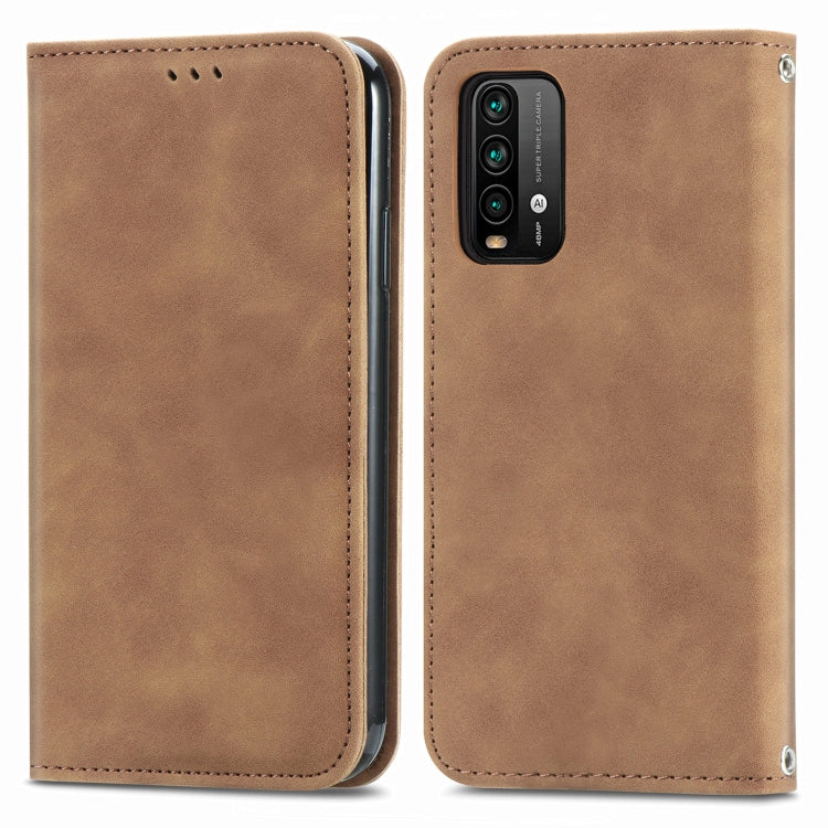For Xiaomi Redmi Note 9 4G Retro Skin Feel Business Magnetic Horizontal Flip Leather Case with Holder & Card Slots & Wallet & Photo Frame