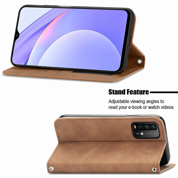 For Xiaomi Redmi Note 9 4G Retro Skin Feel Business Magnetic Horizontal Flip Leather Case with Holder & Card Slots & Wallet & Photo Frame