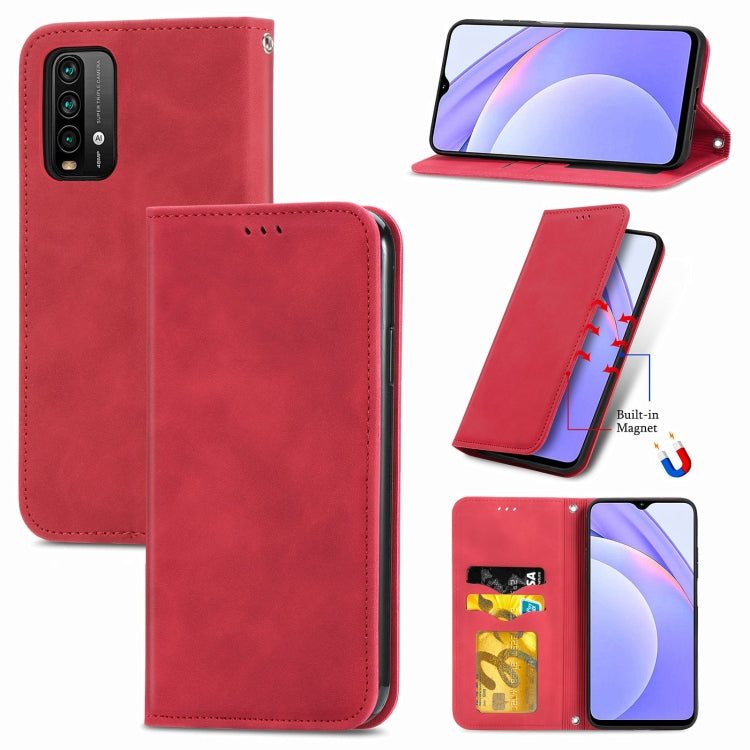 For Xiaomi Redmi Note 9 4G Retro Skin Feel Business Magnetic Horizontal Flip Leather Case with Holder & Card Slots & Wallet & Photo Frame