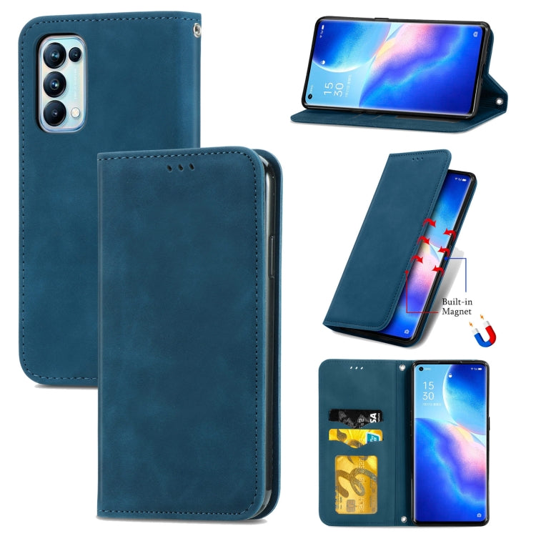 For OPPO Reno5 Pro 5G Retro Skin Feel Business Magnetic Horizontal Flip Leather Case with Holder & Card Slots & Wallet & Photo Frame