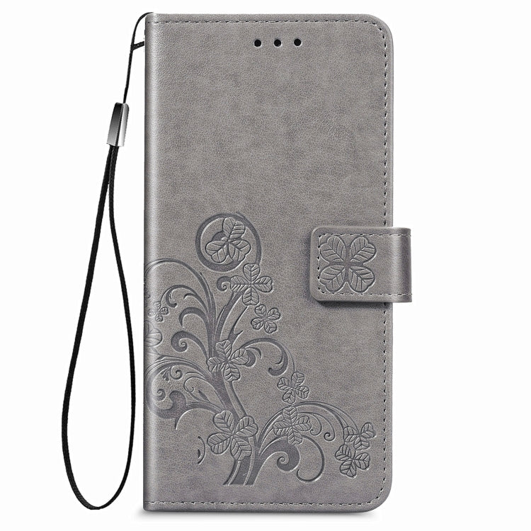 For LG Stylo 7 Four-leaf Clasp Embossed Buckle Mobile Phone Protection Leather Case with Lanyard & Card Slot & Wallet & Bracket Function