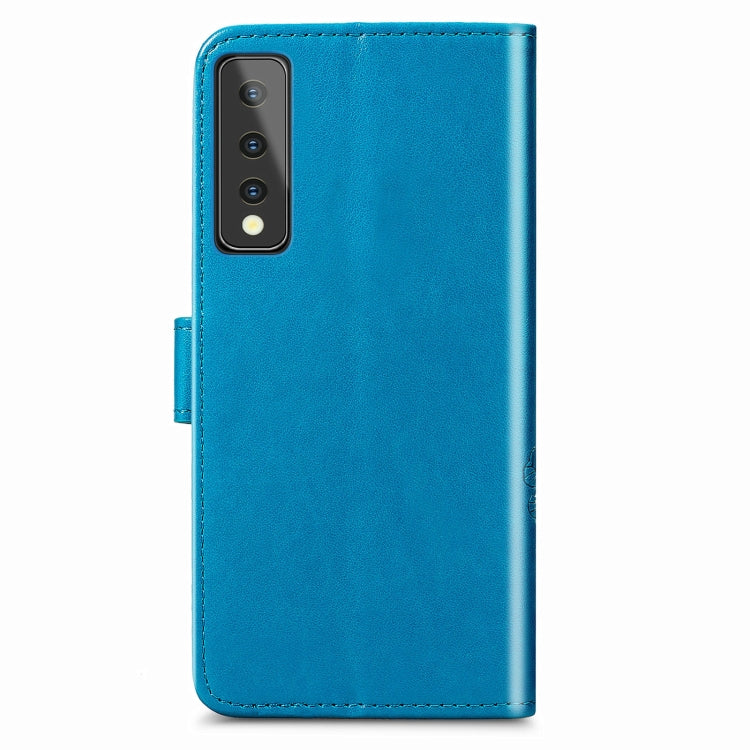 For LG Stylo 7 Four-leaf Clasp Embossed Buckle Mobile Phone Protection Leather Case with Lanyard & Card Slot & Wallet & Bracket Function