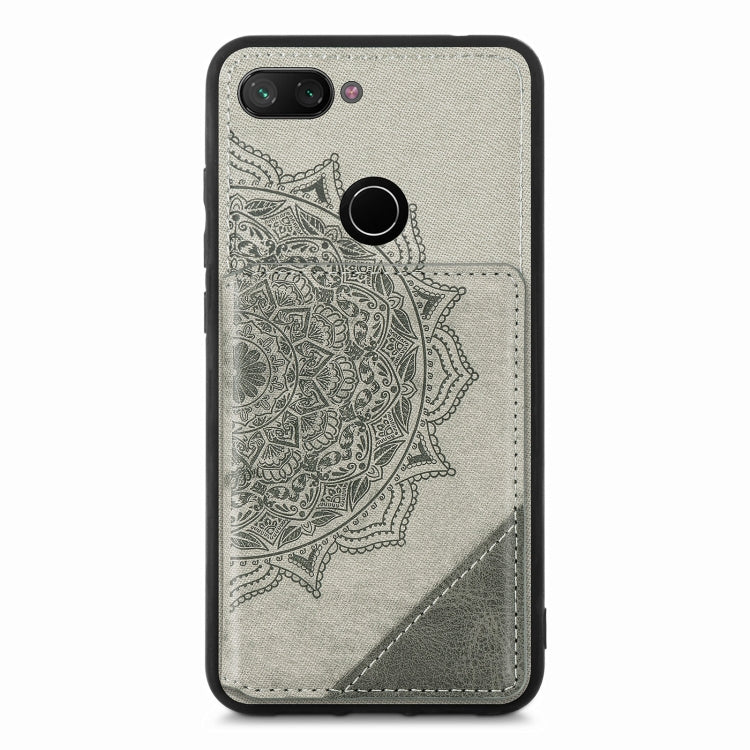 For Xiaomi Mi 8 Lite Mandala Embossed Magnetic Cloth PU+TPU+PC Case with Holder & Card Slots & Wallet & Photo Frame