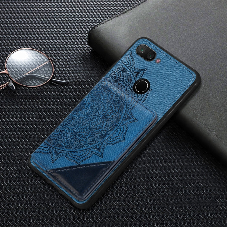For Xiaomi Mi 8 Lite Mandala Embossed Magnetic Cloth PU+TPU+PC Case with Holder & Card Slots & Wallet & Photo Frame