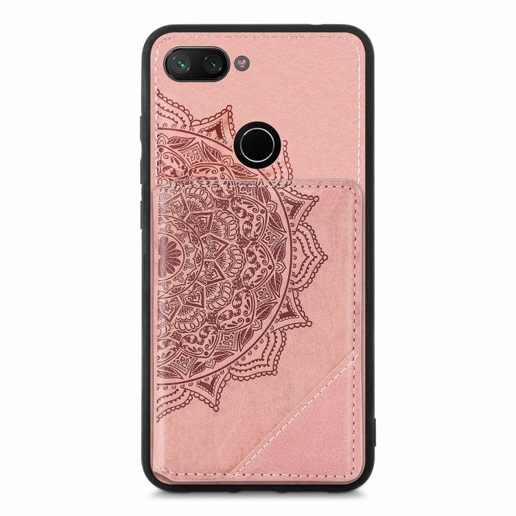 For Xiaomi Mi 8 Lite Mandala Embossed Magnetic Cloth PU+TPU+PC Case with Holder & Card Slots & Wallet & Photo Frame