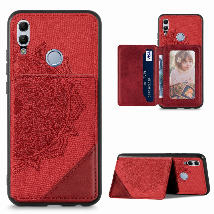 For Huawei Honor 10 Lite Mandala Embossed Magnetic Cloth PU+TPU+PC Case with Holder & Card Slots & Wallet & Photo Frame