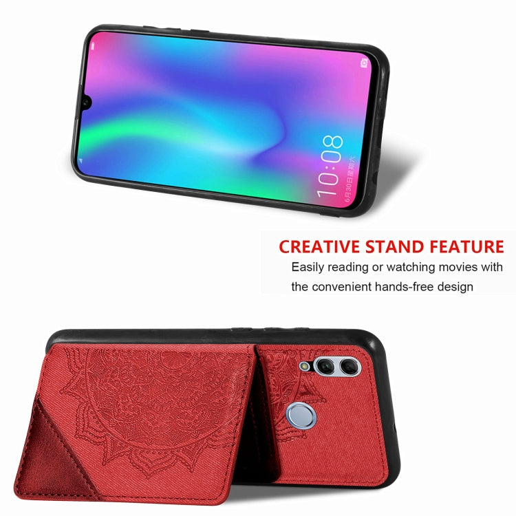 For Huawei Honor 10 Lite Mandala Embossed Magnetic Cloth PU+TPU+PC Case with Holder & Card Slots & Wallet & Photo Frame