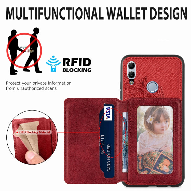 For Huawei Honor 10 Lite Mandala Embossed Magnetic Cloth PU+TPU+PC Case with Holder & Card Slots & Wallet & Photo Frame