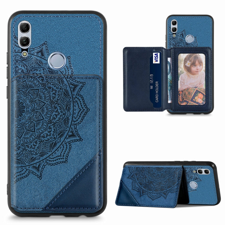 For Huawei Honor 10 Lite Mandala Embossed Magnetic Cloth PU+TPU+PC Case with Holder & Card Slots & Wallet & Photo Frame