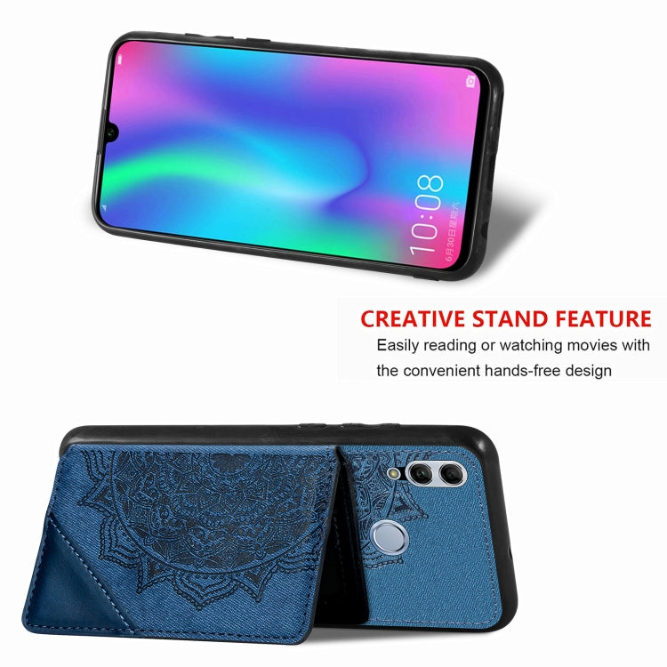For Huawei Honor 10 Lite Mandala Embossed Magnetic Cloth PU+TPU+PC Case with Holder & Card Slots & Wallet & Photo Frame