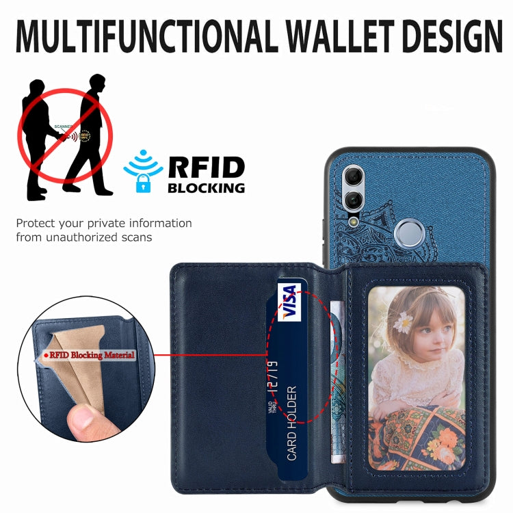 For Huawei Honor 10 Lite Mandala Embossed Magnetic Cloth PU+TPU+PC Case with Holder & Card Slots & Wallet & Photo Frame