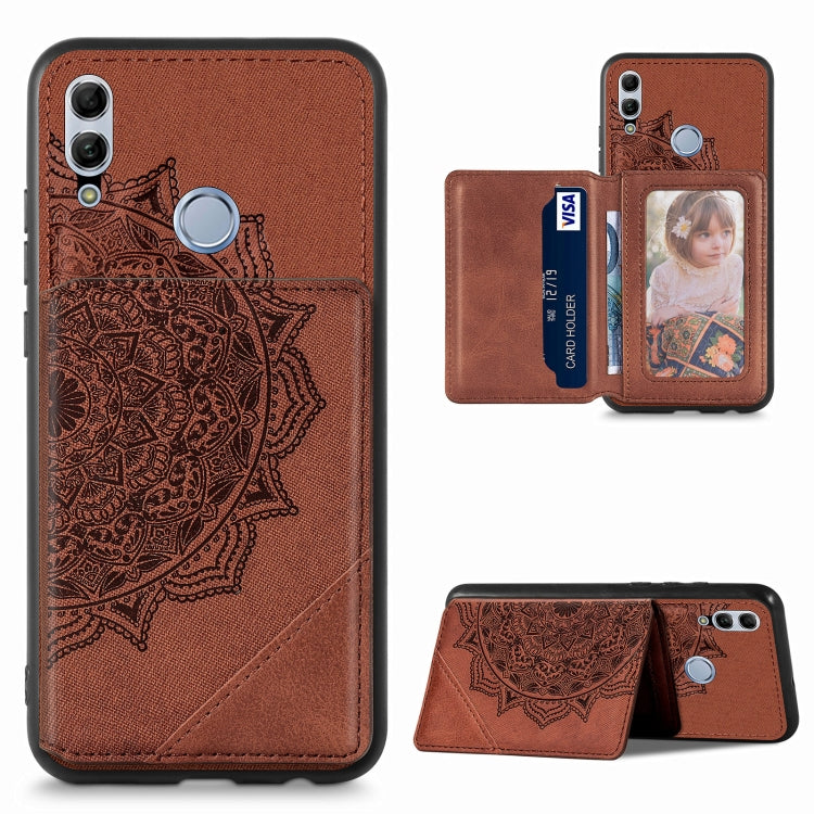 For Huawei Honor 10 Lite Mandala Embossed Magnetic Cloth PU+TPU+PC Case with Holder & Card Slots & Wallet & Photo Frame