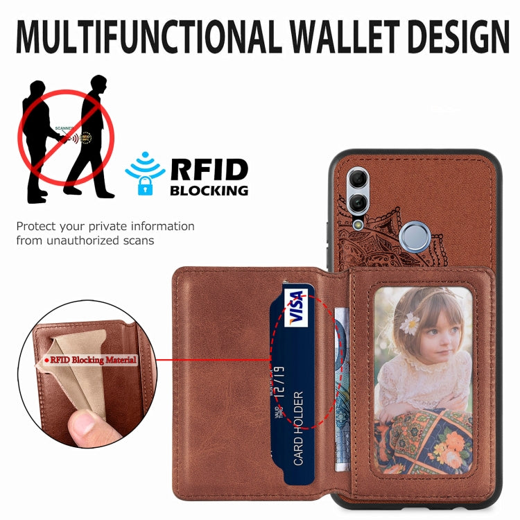 For Huawei Honor 10 Lite Mandala Embossed Magnetic Cloth PU+TPU+PC Case with Holder & Card Slots & Wallet & Photo Frame