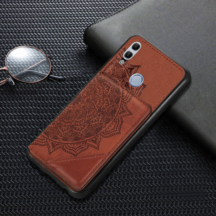 For Huawei Honor 10 Lite Mandala Embossed Magnetic Cloth PU+TPU+PC Case with Holder & Card Slots & Wallet & Photo Frame