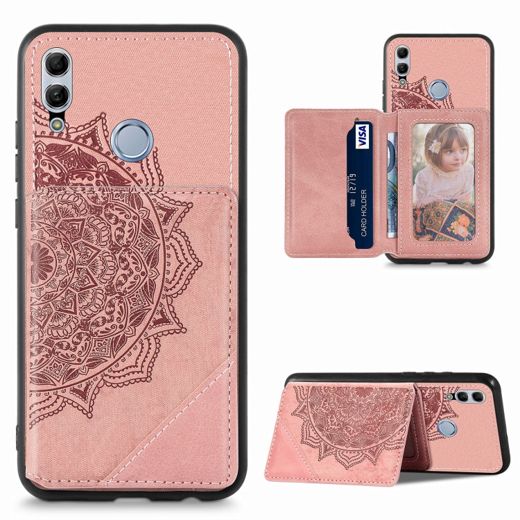 For Huawei Honor 10 Lite Mandala Embossed Magnetic Cloth PU+TPU+PC Case with Holder & Card Slots & Wallet & Photo Frame