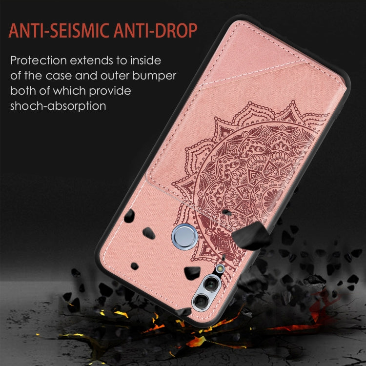 For Huawei Honor 10 Lite Mandala Embossed Magnetic Cloth PU+TPU+PC Case with Holder & Card Slots & Wallet & Photo Frame