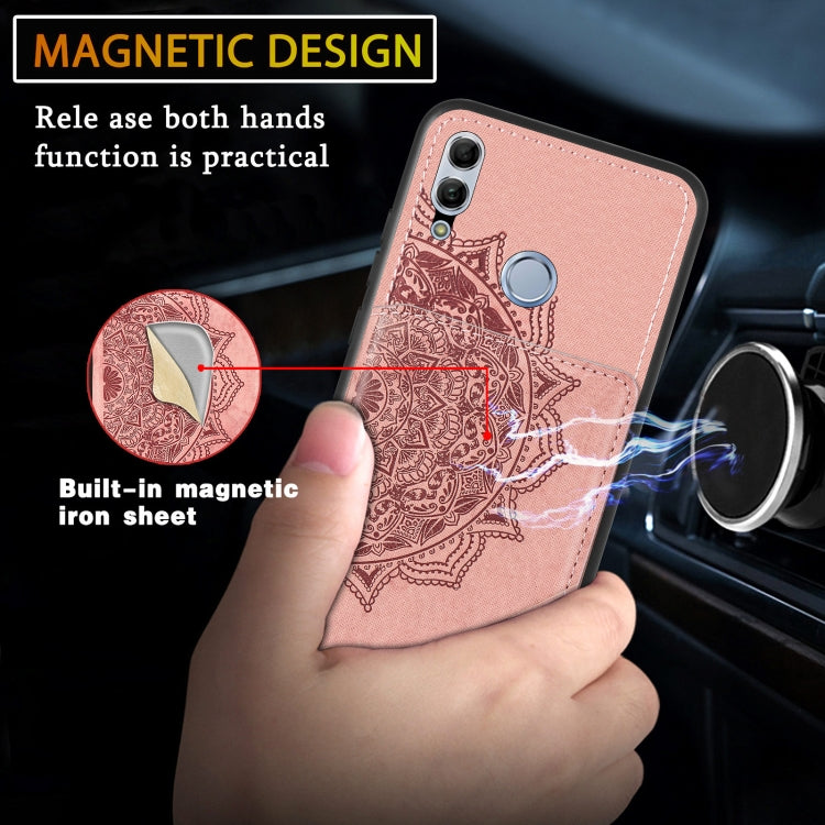 For Huawei Honor 10 Lite Mandala Embossed Magnetic Cloth PU+TPU+PC Case with Holder & Card Slots & Wallet & Photo Frame