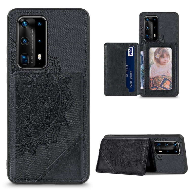 For Huawei P40 Pro Mandala Embossed Magnetic Cloth PU+TPU+PC Case with Holder & Card Slots & Wallet & Photo Frame