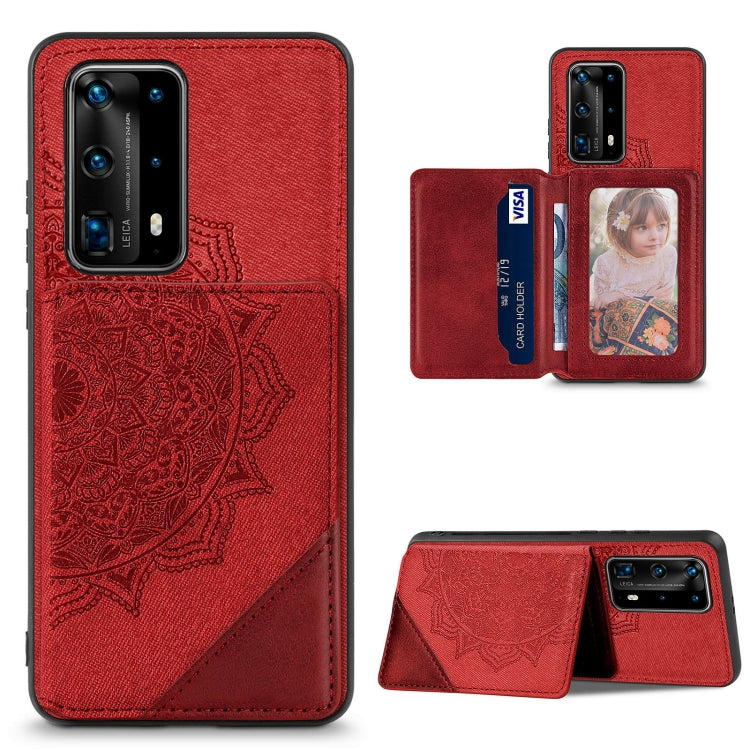 For Huawei P40 Pro Mandala Embossed Magnetic Cloth PU+TPU+PC Case with Holder & Card Slots & Wallet & Photo Frame