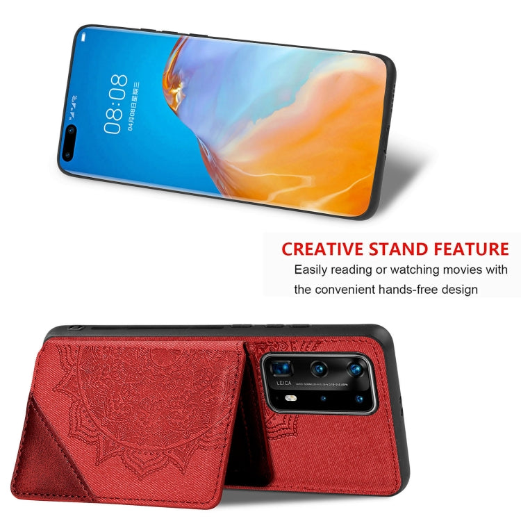 For Huawei P40 Pro Mandala Embossed Magnetic Cloth PU+TPU+PC Case with Holder & Card Slots & Wallet & Photo Frame