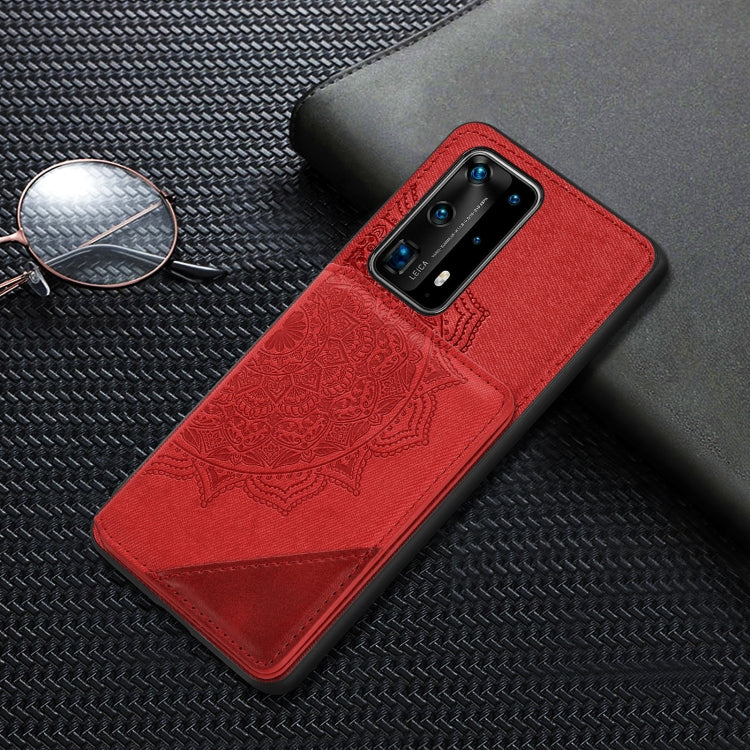 For Huawei P40 Pro Mandala Embossed Magnetic Cloth PU+TPU+PC Case with Holder & Card Slots & Wallet & Photo Frame