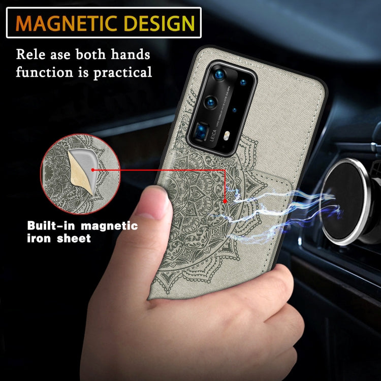 For Huawei P40 Pro Mandala Embossed Magnetic Cloth PU+TPU+PC Case with Holder & Card Slots & Wallet & Photo Frame