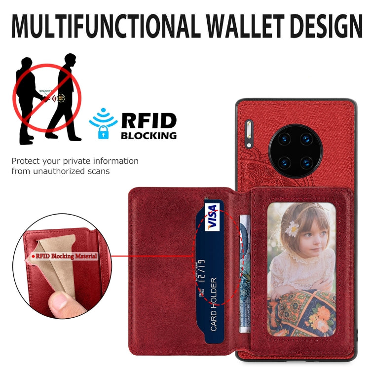 For Huawei Mate 30 Pro Mandala Embossed Magnetic Cloth PU+TPU+PC Case with Holder & Card Slots & Wallet & Photo Frame