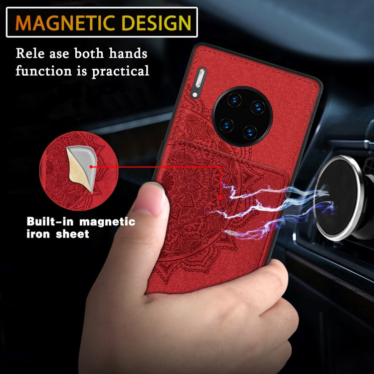 For Huawei Mate 30 Pro Mandala Embossed Magnetic Cloth PU+TPU+PC Case with Holder & Card Slots & Wallet & Photo Frame