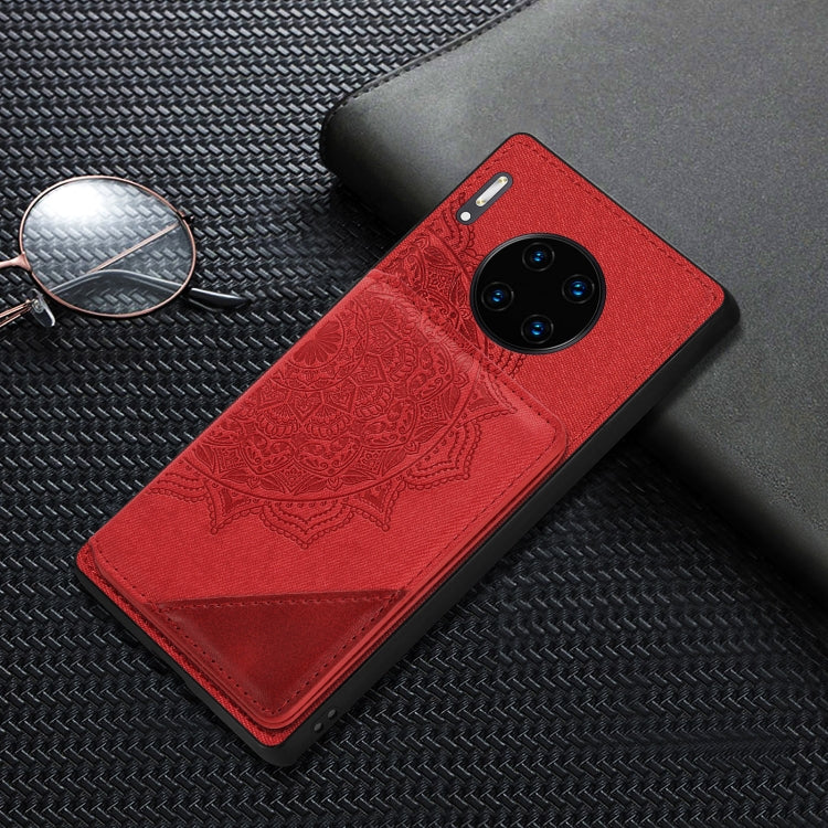 For Huawei Mate 30 Pro Mandala Embossed Magnetic Cloth PU+TPU+PC Case with Holder & Card Slots & Wallet & Photo Frame