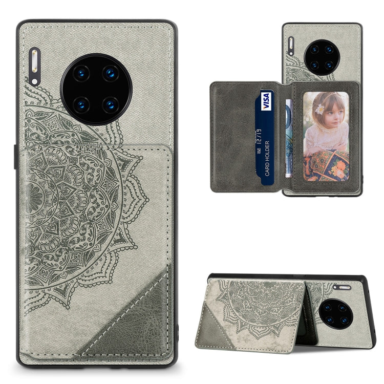 For Huawei Mate 30 Pro Mandala Embossed Magnetic Cloth PU+TPU+PC Case with Holder & Card Slots & Wallet & Photo Frame