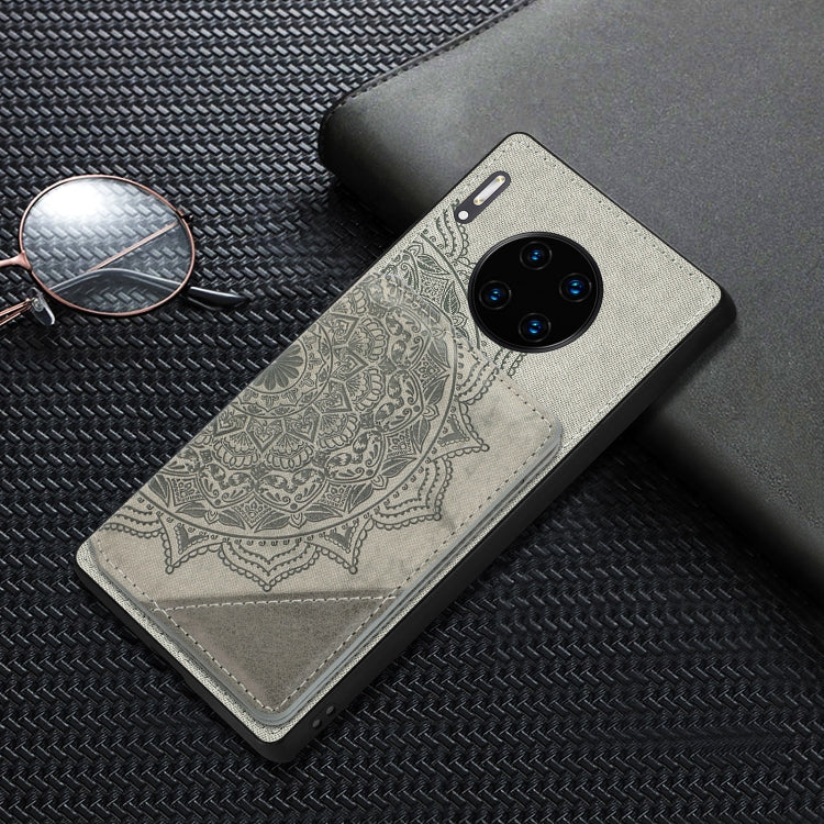 For Huawei Mate 30 Pro Mandala Embossed Magnetic Cloth PU+TPU+PC Case with Holder & Card Slots & Wallet & Photo Frame