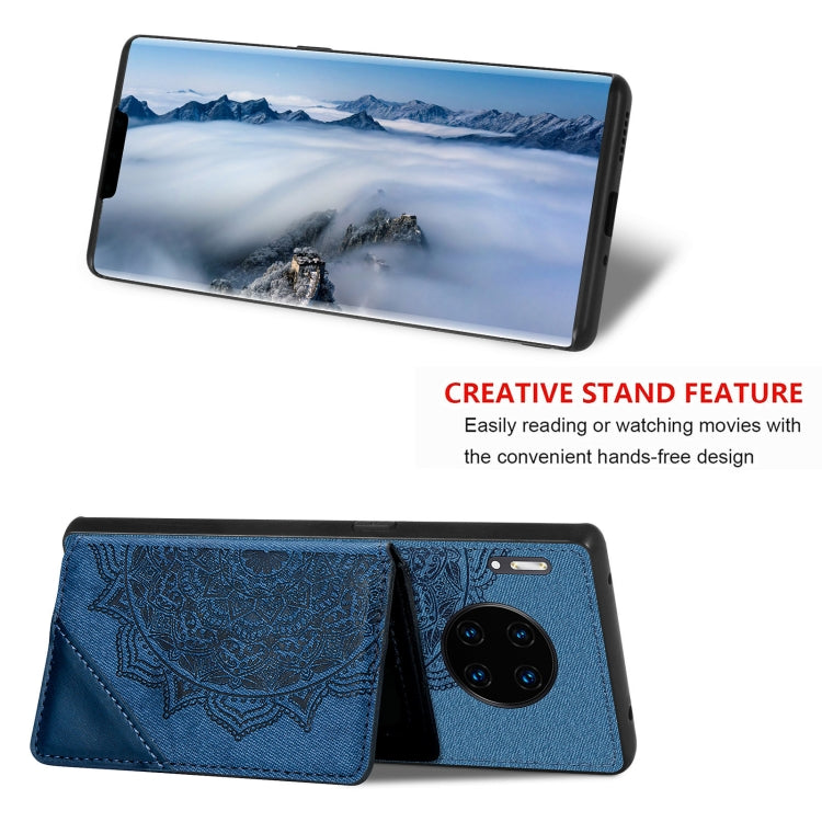 For Huawei Mate 30 Pro Mandala Embossed Magnetic Cloth PU+TPU+PC Case with Holder & Card Slots & Wallet & Photo Frame