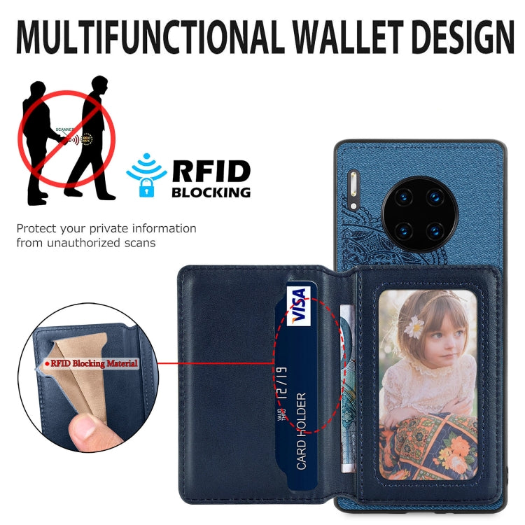 For Huawei Mate 30 Pro Mandala Embossed Magnetic Cloth PU+TPU+PC Case with Holder & Card Slots & Wallet & Photo Frame