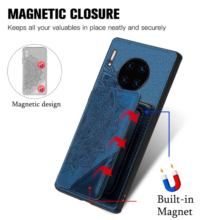 For Huawei Mate 30 Pro Mandala Embossed Magnetic Cloth PU+TPU+PC Case with Holder & Card Slots & Wallet & Photo Frame
