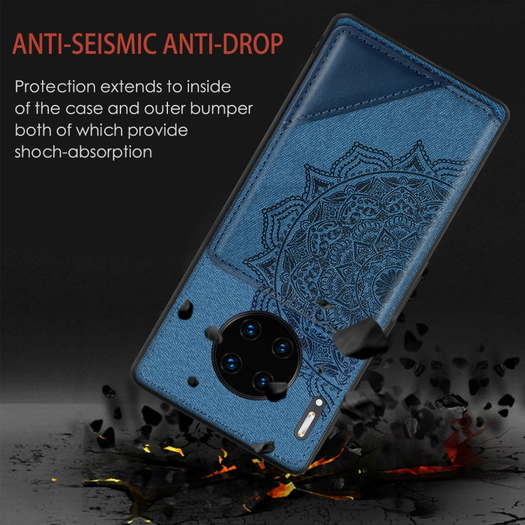 For Huawei Mate 30 Pro Mandala Embossed Magnetic Cloth PU+TPU+PC Case with Holder & Card Slots & Wallet & Photo Frame