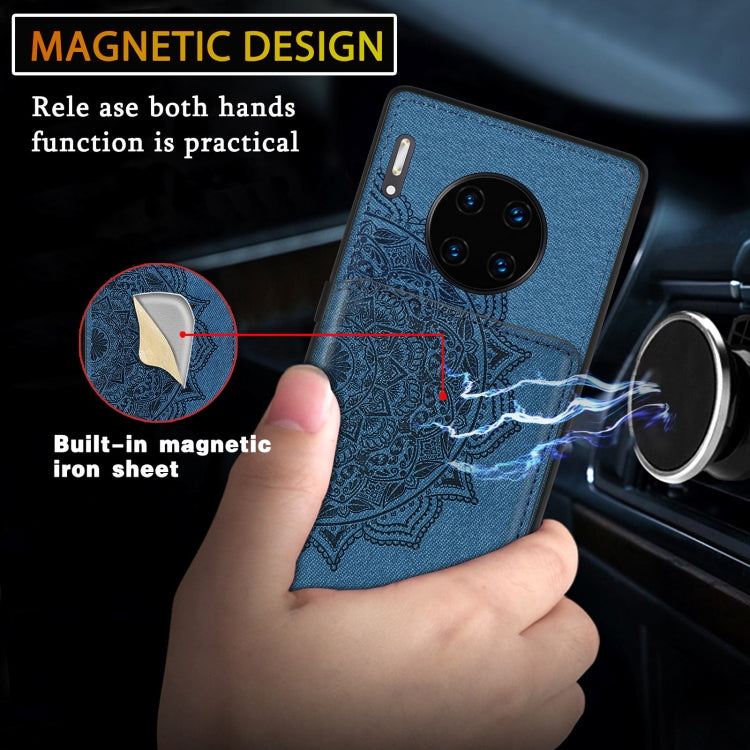 For Huawei Mate 30 Pro Mandala Embossed Magnetic Cloth PU+TPU+PC Case with Holder & Card Slots & Wallet & Photo Frame