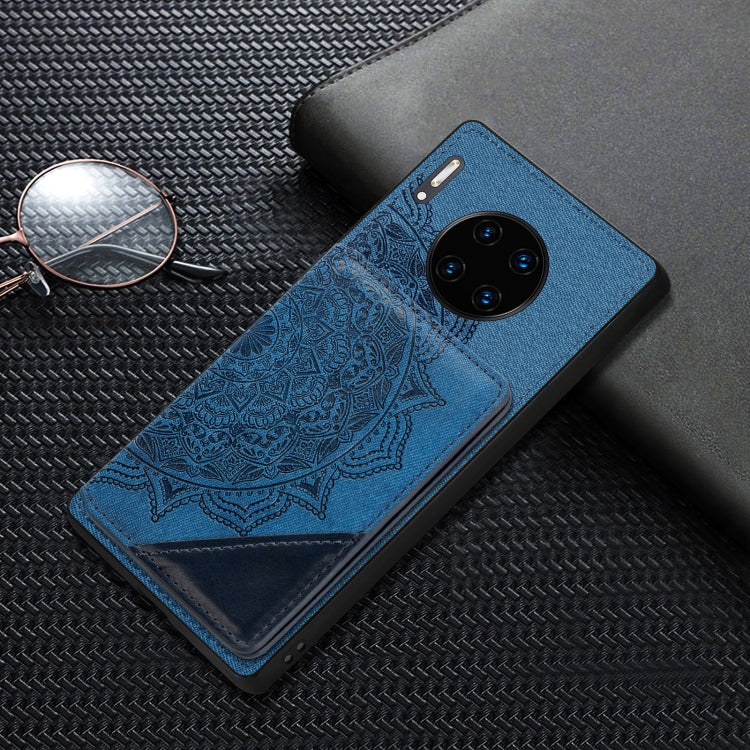 For Huawei Mate 30 Pro Mandala Embossed Magnetic Cloth PU+TPU+PC Case with Holder & Card Slots & Wallet & Photo Frame