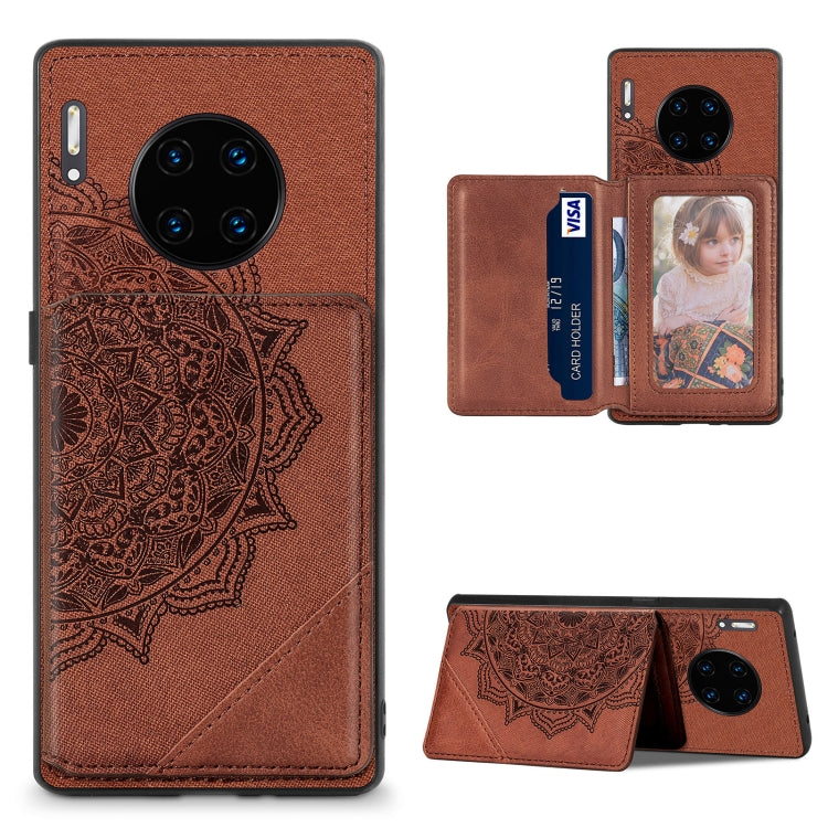 For Huawei Mate 30 Pro Mandala Embossed Magnetic Cloth PU+TPU+PC Case with Holder & Card Slots & Wallet & Photo Frame