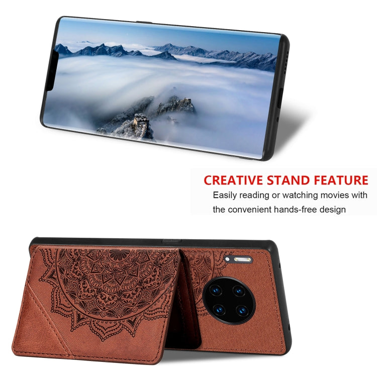 For Huawei Mate 30 Pro Mandala Embossed Magnetic Cloth PU+TPU+PC Case with Holder & Card Slots & Wallet & Photo Frame