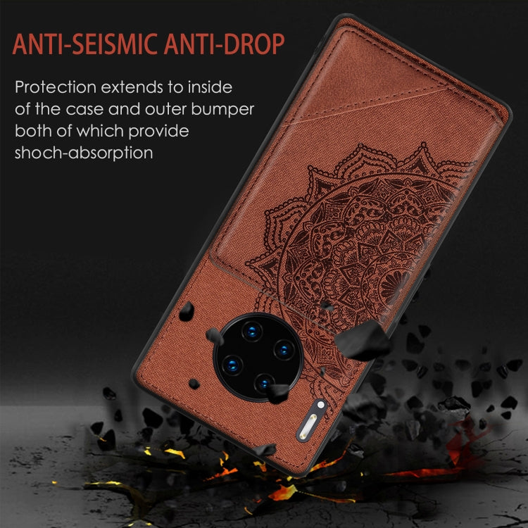 For Huawei Mate 30 Pro Mandala Embossed Magnetic Cloth PU+TPU+PC Case with Holder & Card Slots & Wallet & Photo Frame