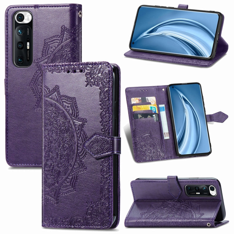 For Xiaomi Mi 10S Mandala Flower Embossed Horizontal Flip Leather Case with Bracket / Card Slot / Wallet / Lanyard