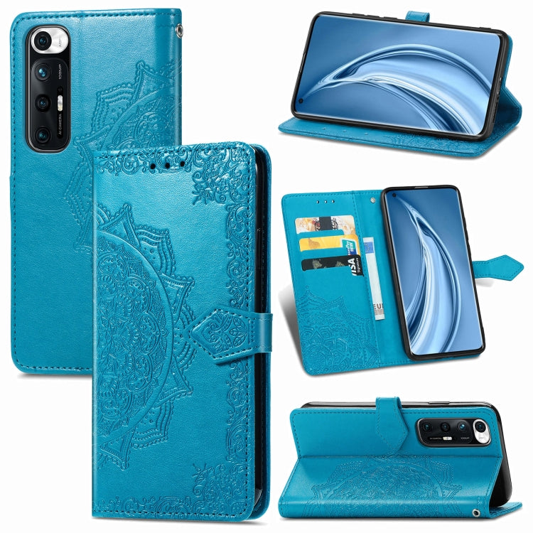 For Xiaomi Mi 10S Mandala Flower Embossed Horizontal Flip Leather Case with Bracket / Card Slot / Wallet / Lanyard